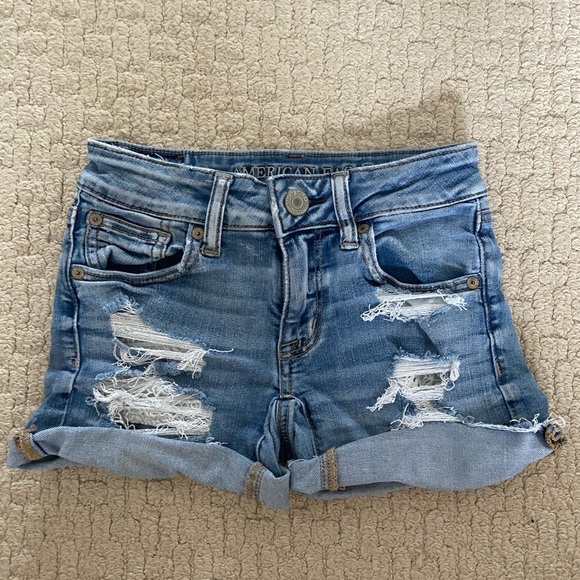 AE Ripped Denim Shorts